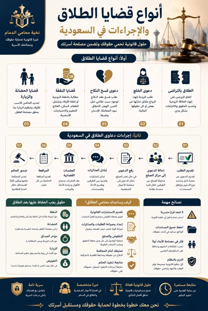 أنواع قضايا الطلاق في السعودية