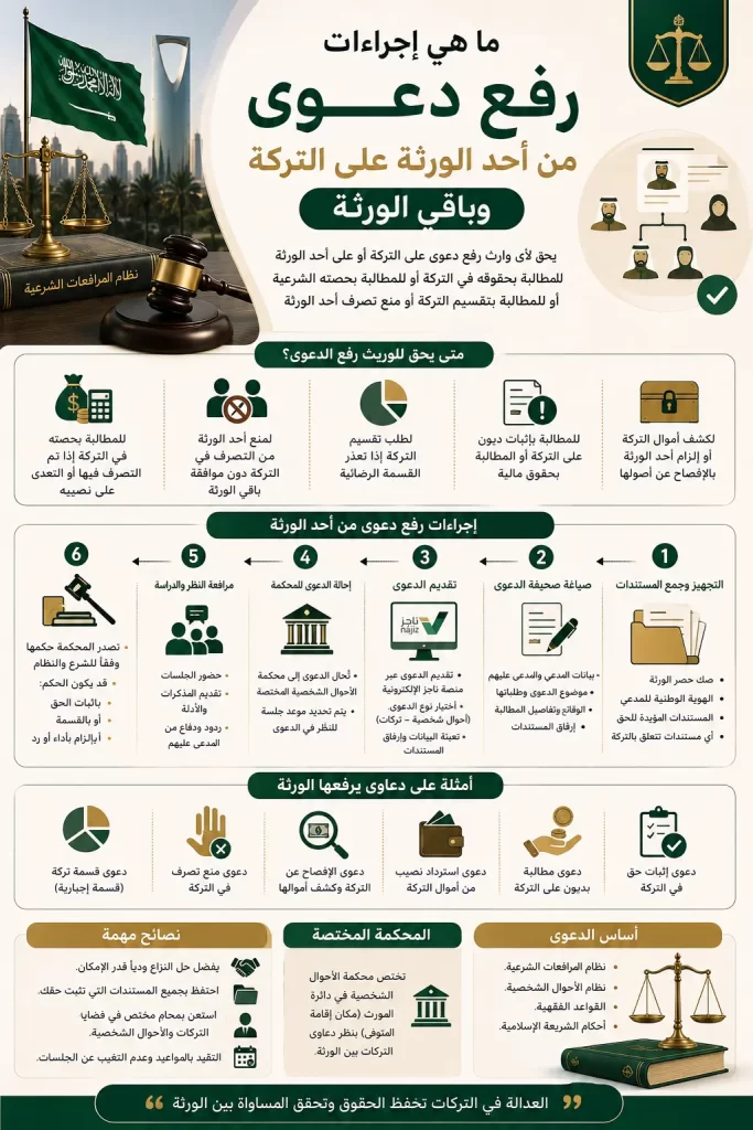 اجراءات رفع دعوى من أحد الورثة