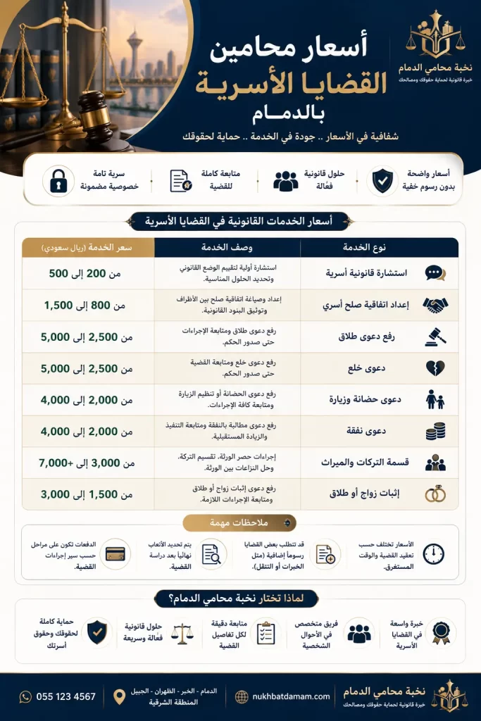 اسعار محامين قضايا اسرية بالدمام