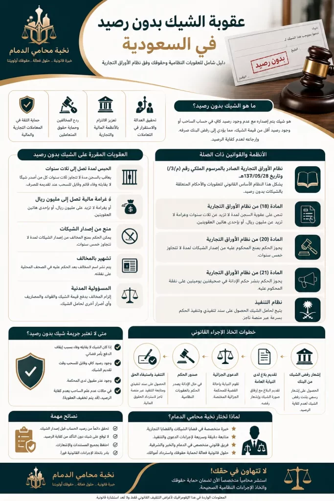 الانظمة والقوانين المتعلقة بجريمة اصدار شيك بدون رصيد 
