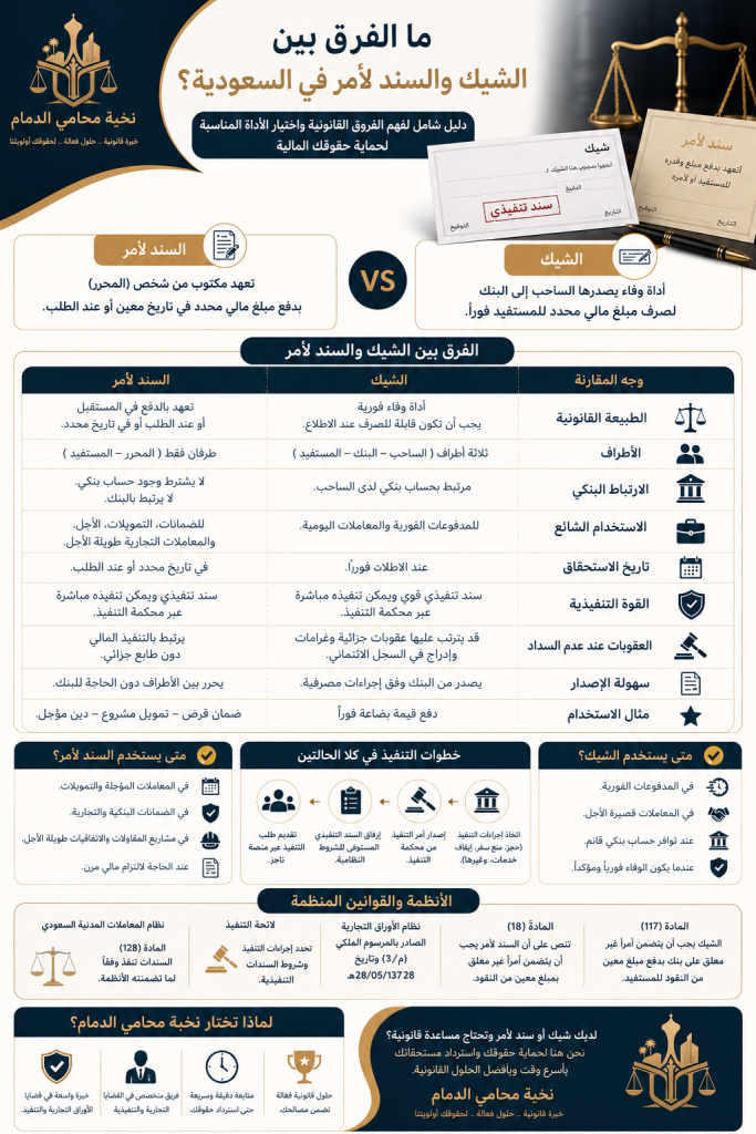 أهم الفروقات بين الشيك وسند لأمر