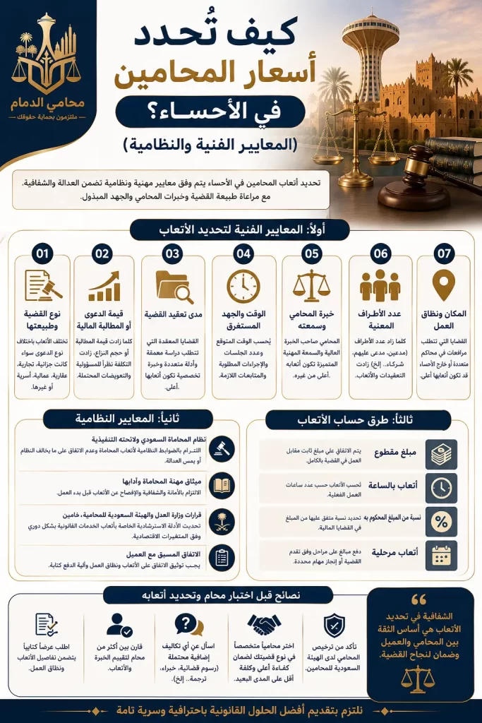 كيف تُحدد أسعار المحامين في الاحساء
