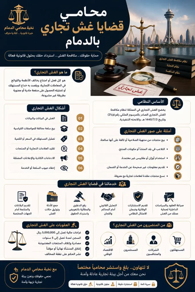 محامي قضايا غش تجاري الدمام الشرقية