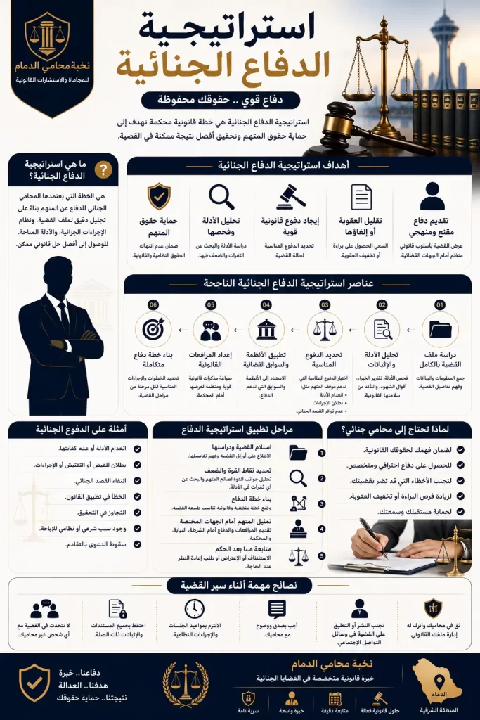 استراتيجية الدفاع الجنائية, محامي جنائي الدمام