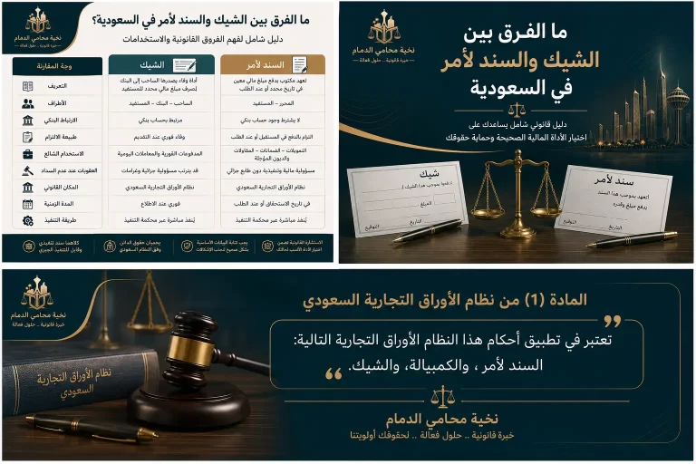 ما الفرق بين الشيك والسند لأمر بالسعودية