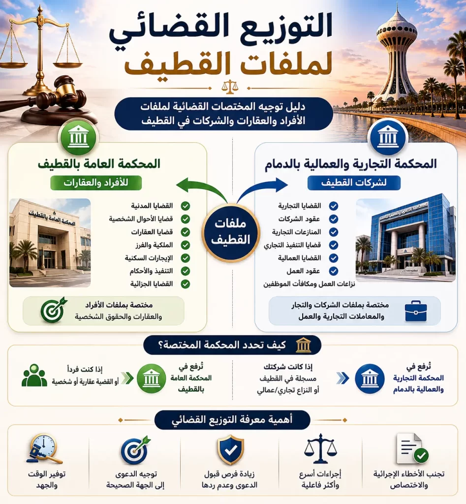 خريطة الاختصاص القضائي لخدمات محامين القطيف