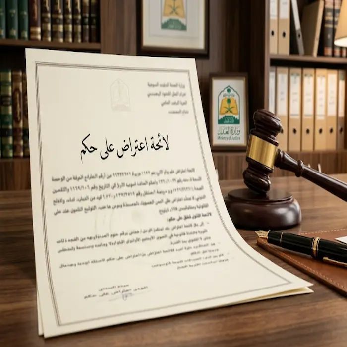 نموذج لائحة اعتراض على حكم بالسعودية