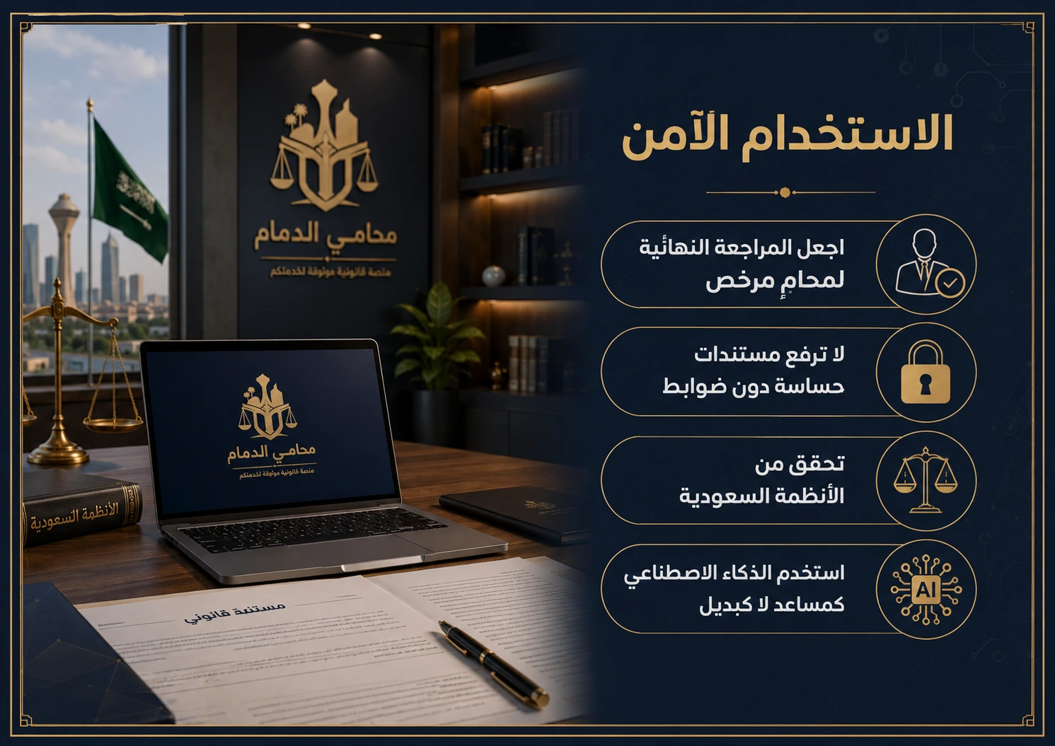 الاستخدام الآمن للذكاء الاصطناعي في الاستشارات القانونية