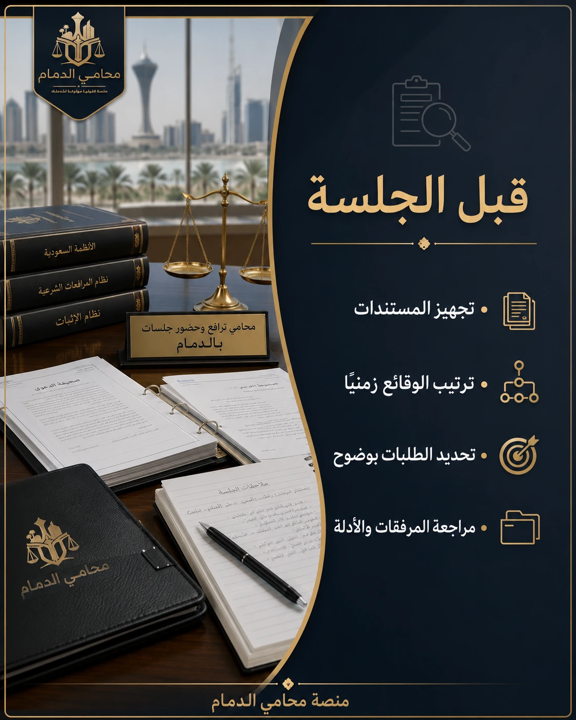الاستعداد قبل الجلسة القضائية