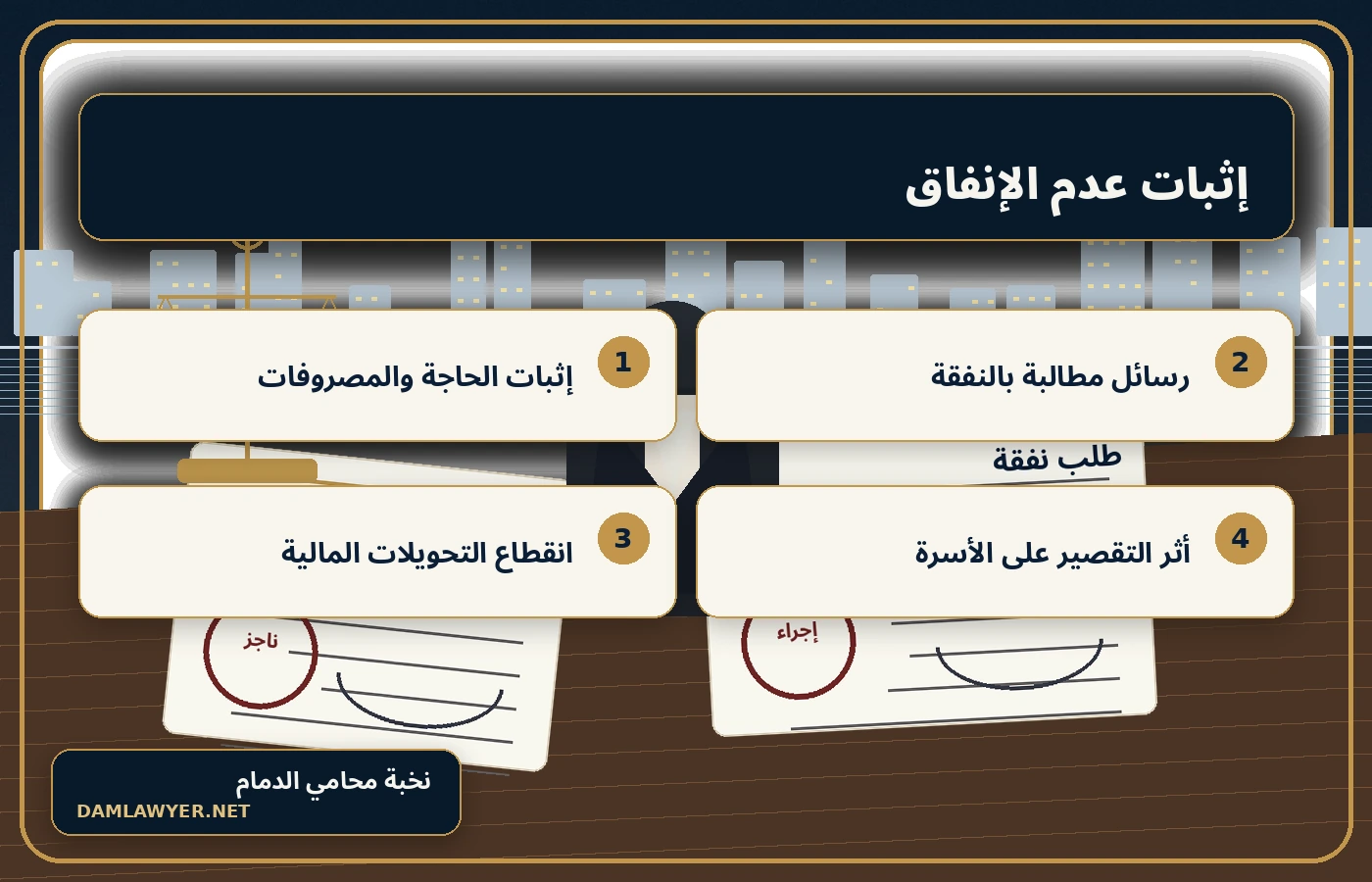 إنفوجرافكس يوضح عناصر إثبات عدم الإنفاق في دعوى الطلاق للضرر بالسعودية