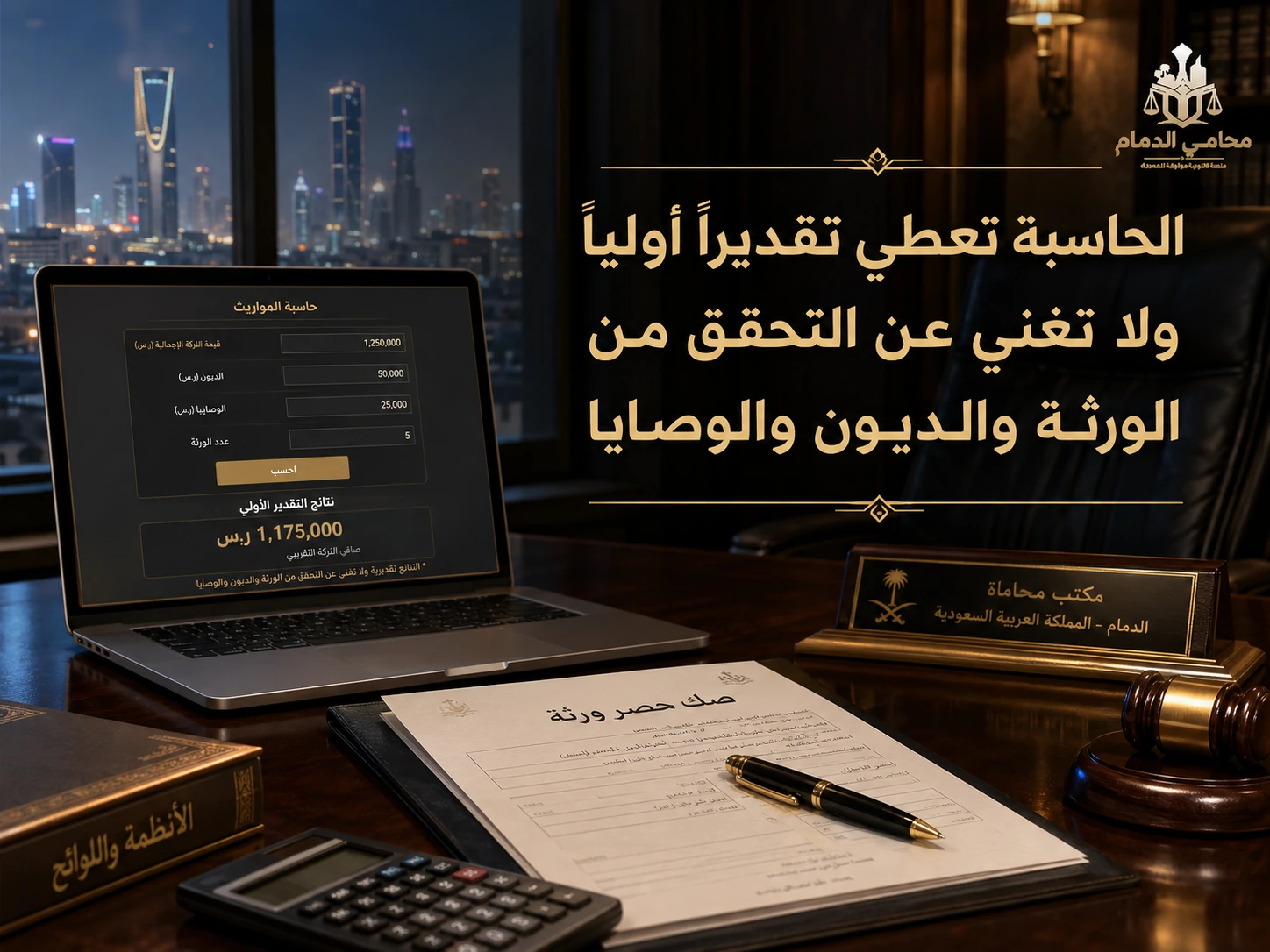 الحاسبة تعطي تقديرا أوليا ولا تغني عن التحقق من الورثة والديون والوصايا