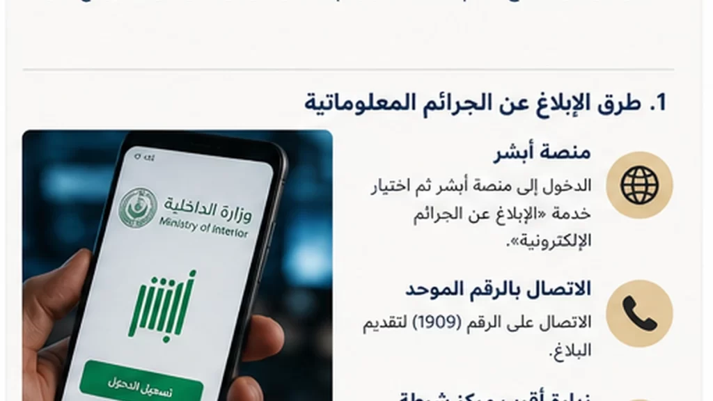قنوات الإبلاغ عن الجرائم المعلوماتية