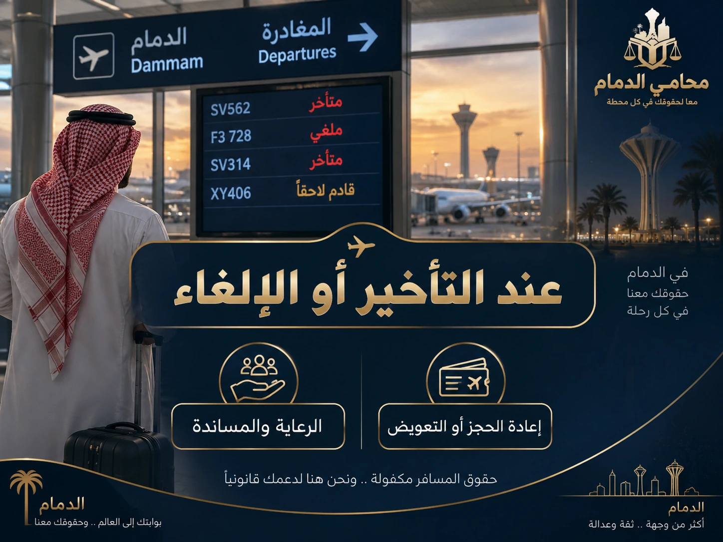 حقوق المسافر عند التأخير أو الإلغاء