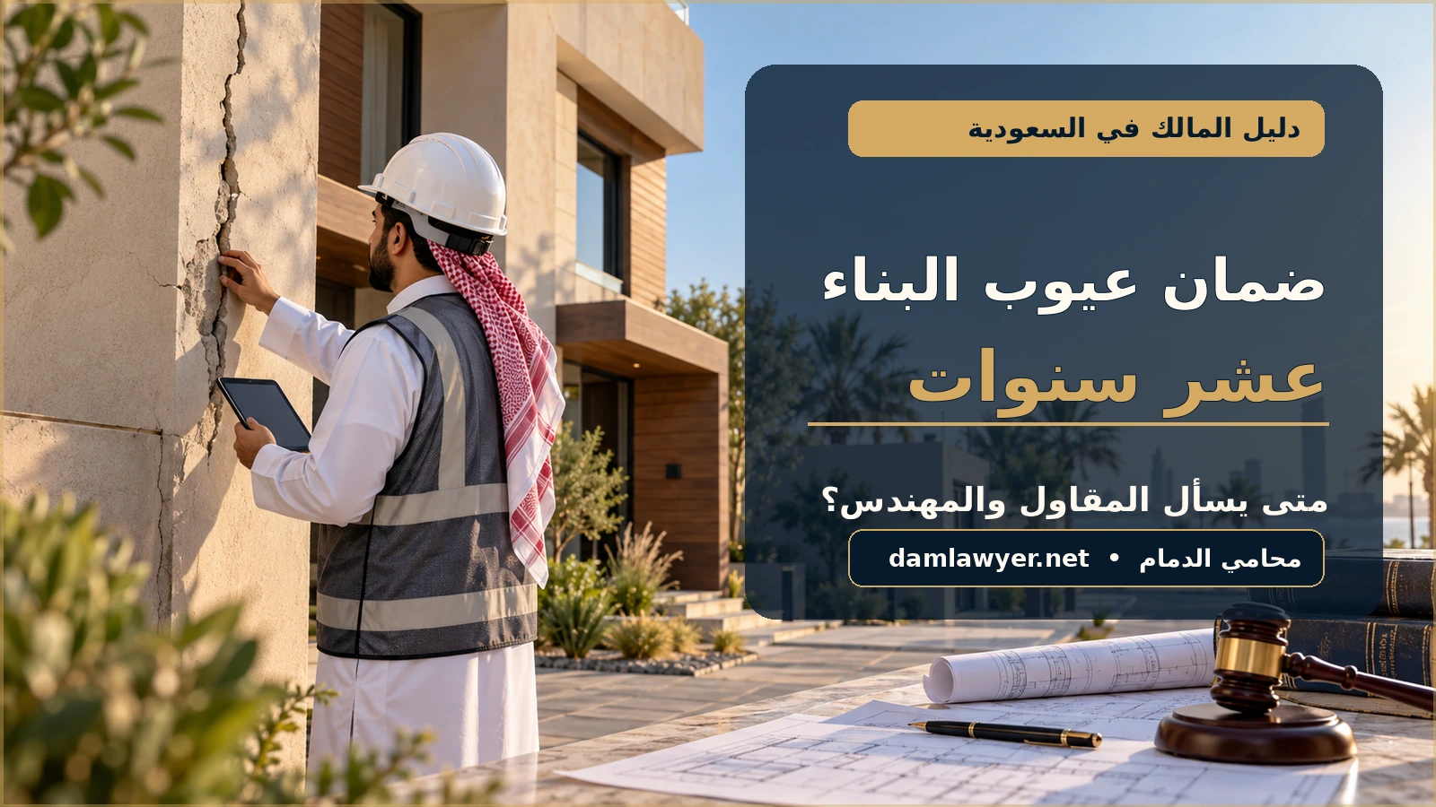 ضمان عيوب البناء عشر سنوات في السعودية: متى يسأل المقاول والمهندس؟