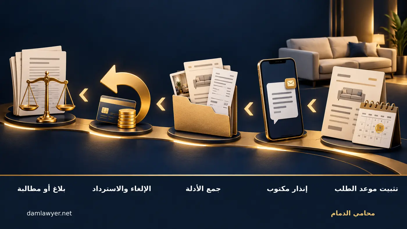 خطوات المطالبة عند تأخر تسليم الأثاث أو المطبخ في السعودية