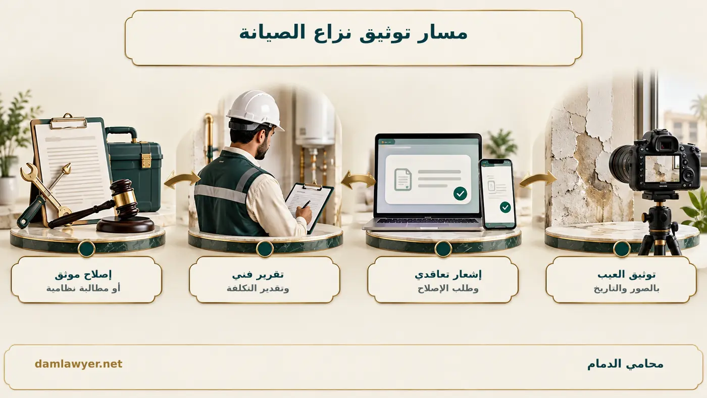 مسار توثيق رفض المؤجر إصلاح العيوب من تصوير الخلل حتى الإصلاح أو المطالبة