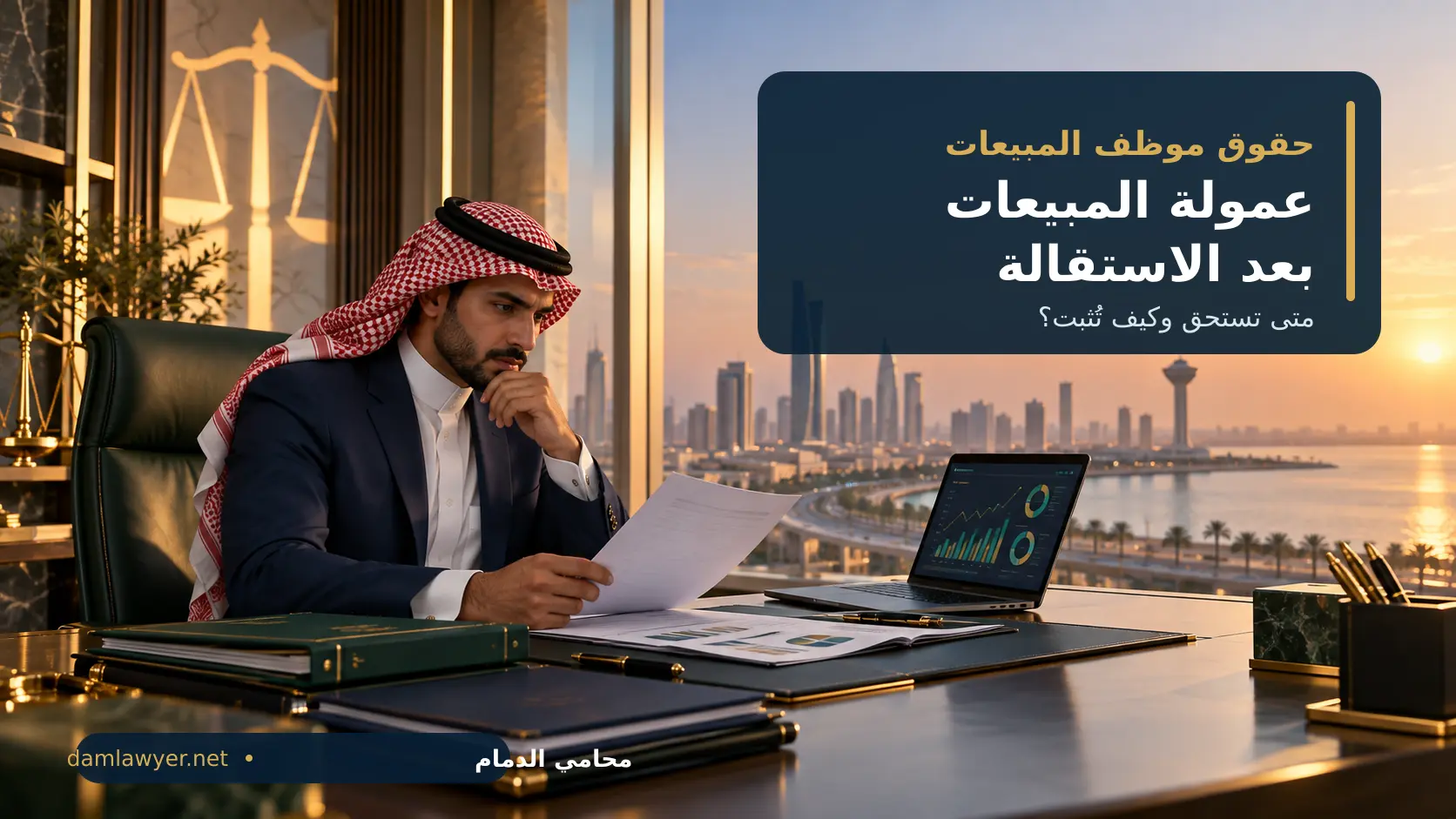 موظف مبيعات سعودي يراجع عقد العمولة والمستحقات بعد الاستقالة